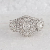 Load image into Gallery viewer, 14kt White Gold Womens Oval Diamond Bridal Wedding Engagement Ring Band Set 1-1/2 Cttw (Certified)
