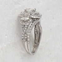 Load image into Gallery viewer, 14kt White Gold Womens Oval Diamond Bridal Wedding Engagement Ring Band Set 1-1/2 Cttw (Certified)
