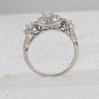 Load image into Gallery viewer, 14kt White Gold Womens Oval Diamond Bridal Wedding Engagement Ring Band Set 1-1/2 Cttw (Certified)
