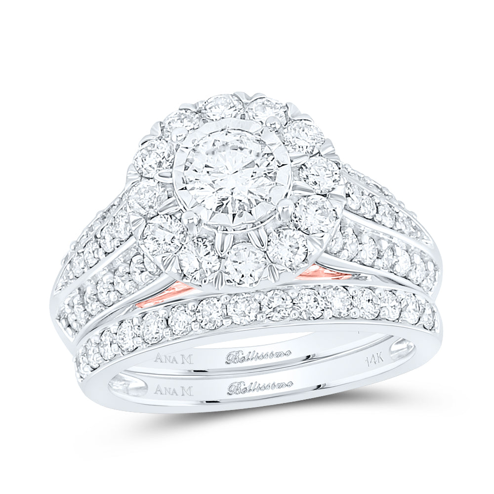 14kt Two-tone Gold Womens Round Diamond Bridal Wedding Engagement Ring Band Set 2.00 Cttw (Certified)