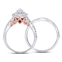 Load image into Gallery viewer, 14kt White Gold Womens Pear Diamond Bridal Wedding Engagement Ring Band Set 1.00 Cttw (Certified)
