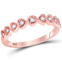 Load image into Gallery viewer, 14kt Rose Gold Womens Round Diamond Heart Stackable Band Ring 1/10 Cttw
