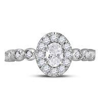 Load image into Gallery viewer, 14kt Two-tone Gold Womens Oval Diamond Solitaire Bridal Wedding Engagement Ring 3/4 Cttw (Certified)
