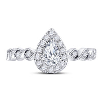 Load image into Gallery viewer, 14kt Two-tone Gold Womens Pear Diamond Solitaire Bridal Wedding Engagement Ring 3/4 Cttw (Certified)
