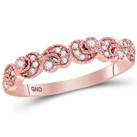 Load image into Gallery viewer, 14kt Rose Gold Womens Round Diamond Crescent Stackable Band Ring 1/10 Cttw
