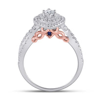 Load image into Gallery viewer, 14kt Two-tone Gold Womens Marquise Diamond Bridal Wedding Engagement Ring Band Set 1.00 Cttw (Certified)
