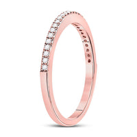 Load image into Gallery viewer, 10kt Rose Gold Womens Round Diamond Single Row Stackable Band Ring 1/8 Cttw
