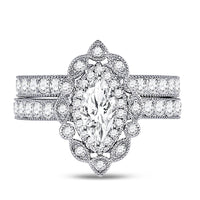 Load image into Gallery viewer, 14kt White Gold Womens Marquise Diamond Bridal Wedding Engagement Ring Band Set 2.00 Cttw (Certified)
