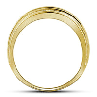 Load image into Gallery viewer, 10kt Yellow Gold Mens Round Diamond Milgrain Ridged Wedding Anniversary Band Ring 1/2 Cttw
