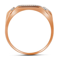 Load image into Gallery viewer, 10kt Rose Gold Mens Round Diamond Rectangle Cluster Ring 1/2 Cttw
