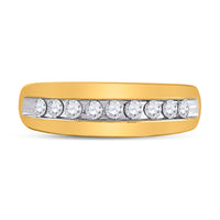 Load image into Gallery viewer, 10kt Yellow Gold Mens Round Diamond Wedding Band Ring 1/2 Cttw
