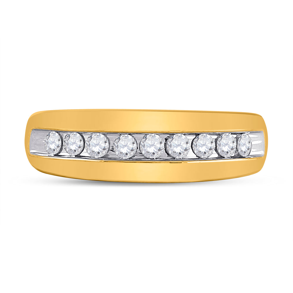 10kt Yellow Gold Mens Round Diamond Wedding Band Ring 1/2 Cttw