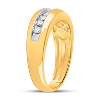 Load image into Gallery viewer, 10kt Yellow Gold Mens Round Diamond Wedding Band Ring 1/2 Cttw
