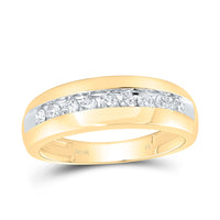 Load image into Gallery viewer, 10kt Yellow Gold Mens Round Diamond Wedding Band Ring 1/2 Cttw
