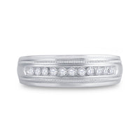 Load image into Gallery viewer, 10kt White Gold Mens Round Diamond Single Row Milgrain Wedding Band Ring 1/4 Cttw
