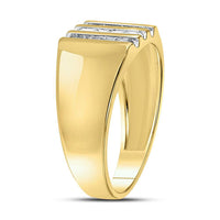 Load image into Gallery viewer, 10kt Yellow Gold Mens Round Channel-set Diamond Triple Row Wedding Band Ring 1/4 Cttw
