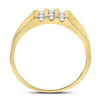 Load image into Gallery viewer, 10kt Yellow Gold Mens Round Channel-set Diamond Triple Row Wedding Band Ring 1/4 Cttw
