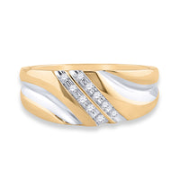 Load image into Gallery viewer, 10kt Yellow Gold Mens Round Diamond 2-tone Wedding Anniversary Band Ring 1/8 Cttw
