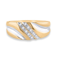 Load image into Gallery viewer, 14kt Yellow Gold Mens Round Diamond Wedding Band Ring 1/8 Cttw
