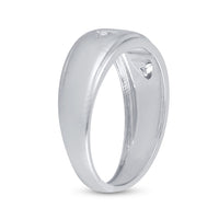 Load image into Gallery viewer, Sterling Silver Mens Round Diamond Cross Wedding Band Ring 1/20 Cttw
