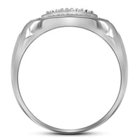 Load image into Gallery viewer, Sterling Silver Mens Round Diamond Square Frame Cluster Ring 1/10 Cttw
