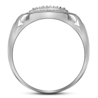 Load image into Gallery viewer, Sterling Silver Mens Round Diamond Square Frame Cluster Ring 1/10 Cttw - Size 9
