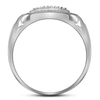 Load image into Gallery viewer, Sterling Silver Mens Round Diamond Square Frame Cluster Ring 1/10 Cttw - Size 9

