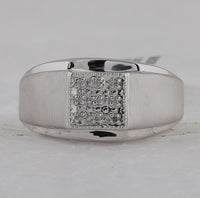 Load image into Gallery viewer, Sterling Silver Mens Round Diamond Square Cluster Ring .03 Cttw
