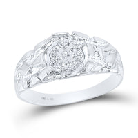 Load image into Gallery viewer, Sterling Silver Mens Round Diamond Cluster Nugget Ring 1/20 Cttw
