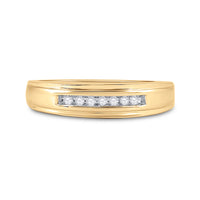 Load image into Gallery viewer, 14kt Yellow Gold Mens Round Diamond Channel-set Wedding Anniversary Band Ring 1/12 Cttw
