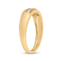 Load image into Gallery viewer, 14kt Yellow Gold Mens Round Diamond Channel-set Wedding Anniversary Band Ring 1/12 Cttw
