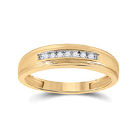 Load image into Gallery viewer, 14kt Yellow Gold Mens Round Diamond Channel-set Wedding Anniversary Band Ring 1/12 Cttw
