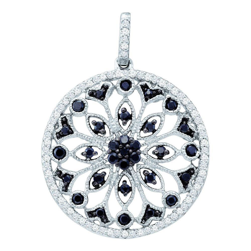 14kt White Gold Womens Round Diamond Circle Pendant 1/2 Cttw