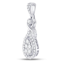 Load image into Gallery viewer, 10kt White Gold Womens Round Diamond Cluster Pendant 1/2 Cttw
