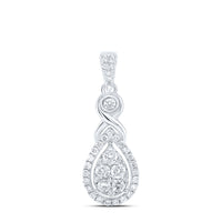 Load image into Gallery viewer, 10kt White Gold Womens Round Diamond Cluster Pendant 1/2 Cttw
