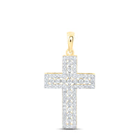 Load image into Gallery viewer, 14kt Yellow Gold Womens Round Diamond Cross Faith Pendant 1/2 Cttw
