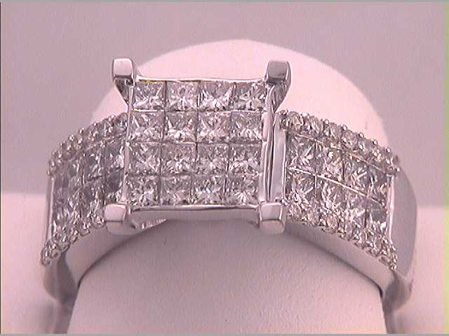 14kt White Gold Womens Princess Diamond Cluster Ring 2.00 Cttw