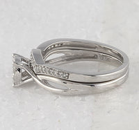 Load image into Gallery viewer, 10kt White Gold Womens Round Diamond Twist Bridal Wedding Engagement Ring Band Set 1/3 Cttw

