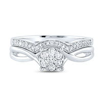 Load image into Gallery viewer, 10kt White Gold Womens Round Diamond Twist Bridal Wedding Engagement Ring Band Set 1/3 Cttw
