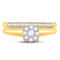 Load image into Gallery viewer, 10kt Yellow Gold Womens Round Diamond Bridal Wedding Engagement Ring Band Set 1/3 Cttw
