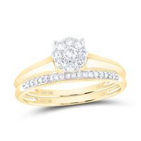 Load image into Gallery viewer, 10kt Yellow Gold Womens Round Diamond Bridal Wedding Engagement Ring Band Set 1/3 Cttw
