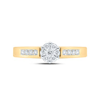 Load image into Gallery viewer, 10kt Yellow Gold Womens Round Diamond Flower Cluster Ring 1/4 Cttw
