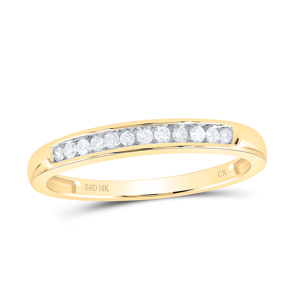 10kt Yellow Gold Womens Round Diamond Channel Set Band Ring 1/8 Cttw