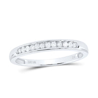 Load image into Gallery viewer, 10kt White Gold Womens Round Diamond Channel Set Band Ring 1/8 Cttw

