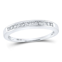 Load image into Gallery viewer, 14kt White Gold Womens Round Diamond Wedding Channel Set Band 1/4 Cttw
