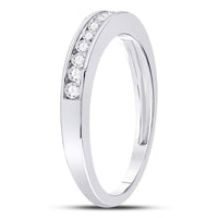 Load image into Gallery viewer, 14kt White Gold Womens Round Diamond Wedding Channel Set Band 1/4 Cttw

