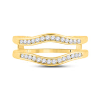 Load image into Gallery viewer, 14kt Yellow Gold Womens Round Diamond Channel Set Wrap Ring Guard Enhancer 1/4 Cttw
