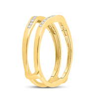 Load image into Gallery viewer, 14kt Yellow Gold Womens Round Diamond Channel Set Wrap Ring Guard Enhancer 1/4 Cttw
