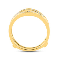 Load image into Gallery viewer, 14kt Yellow Gold Womens Round Diamond Channel Set Wrap Ring Guard Enhancer 1/4 Cttw
