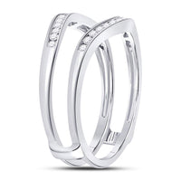 Load image into Gallery viewer, 14kt White Gold Womens Round Diamond Ring Guard Wrap Solitaire Enhancer 1/4 Cttw
